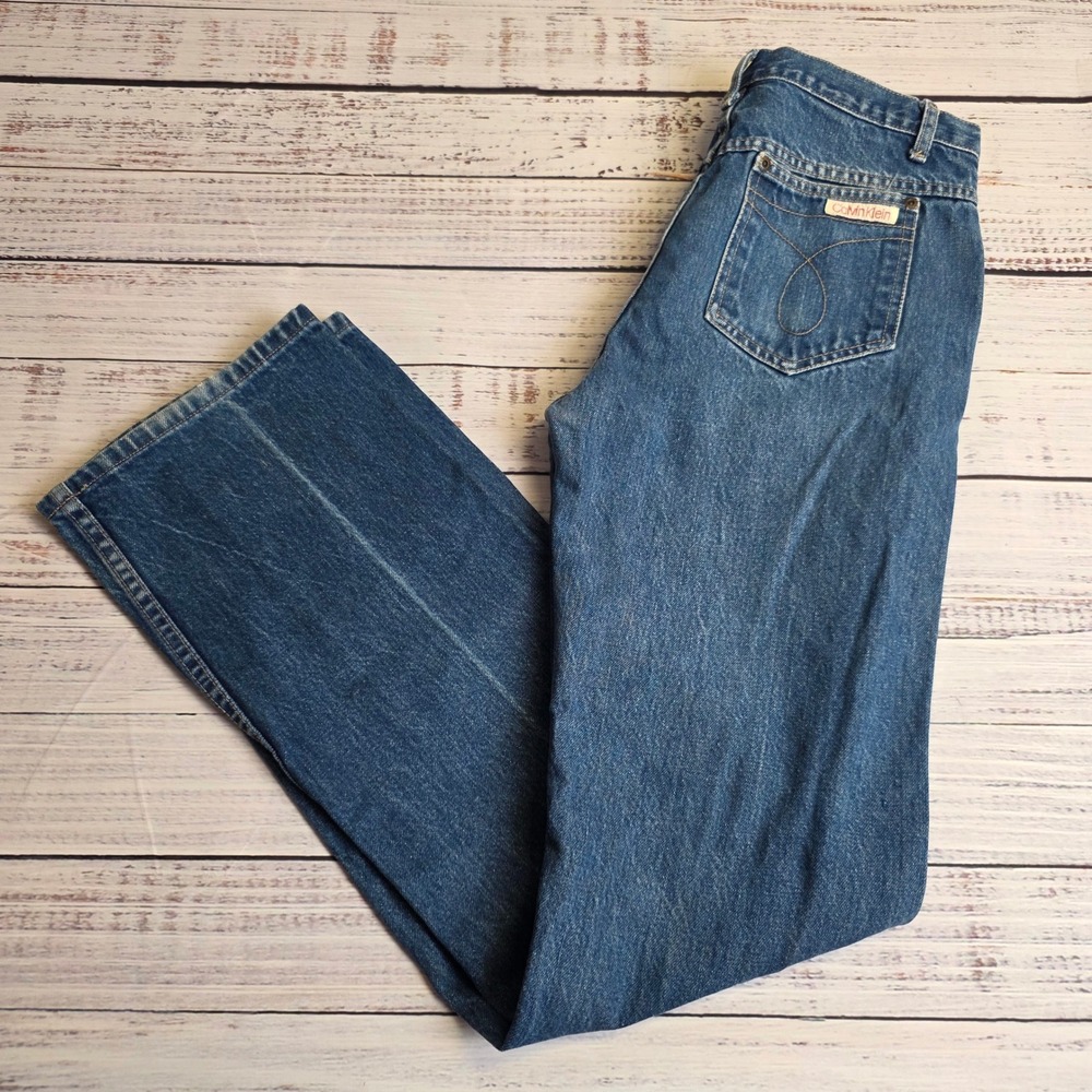 Vintage Calvin Klein High Waisted Straight Leg Jeans Blue USA Made Size 30x34